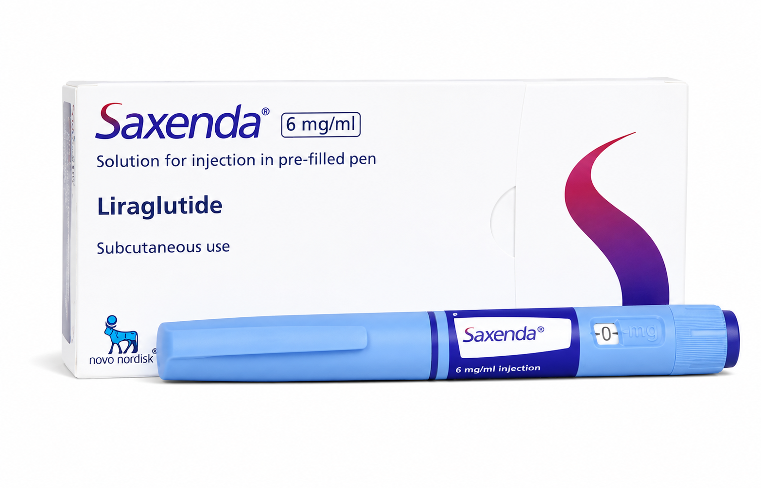 Saxenda® (Liraglutide) 6 mg/mL Injection Pen | Weight Management Saxenda (Liraglutide) 6 mg/mL pre-filled injection pen by Novo Nordisk for chronic weight management