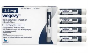 Wegovy Semaglutide 2.4 mg 0.75 mL injection with four single-dose prefilled pens by Novo Nordisk for chronic weight management